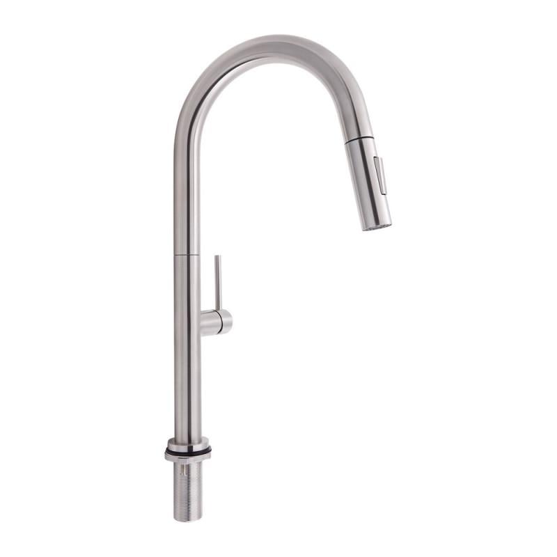Смеситель для кухни Qtap Lenicka QTLEN9138103UN с выдвижным изливом Brushed Nickel PVD (36713119)