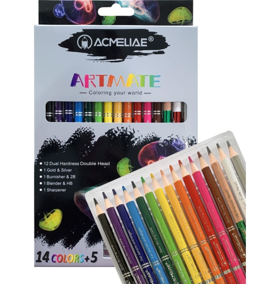 Олівці кольорові двосторонні Acmeliae 14 кольорів/поліруючий олівець/олівець-блендер з точилкою - фото 3 Олівці кольорові двосторонні Acmeliae 14 кольорів/поліруючий олівець/олівець-блендер з точилкою - фото 3