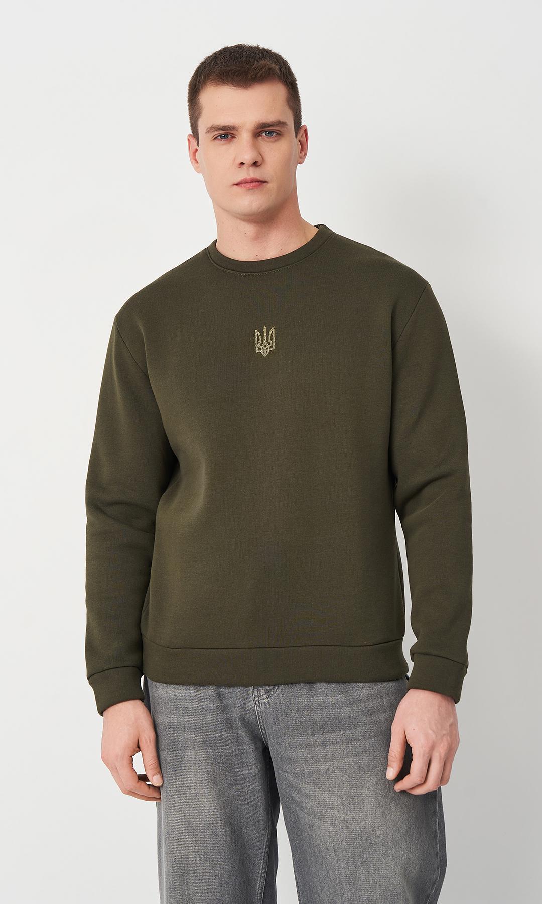 Світшот чоловічий з вишивкою Вишиваночка S/M Хакі (0019)