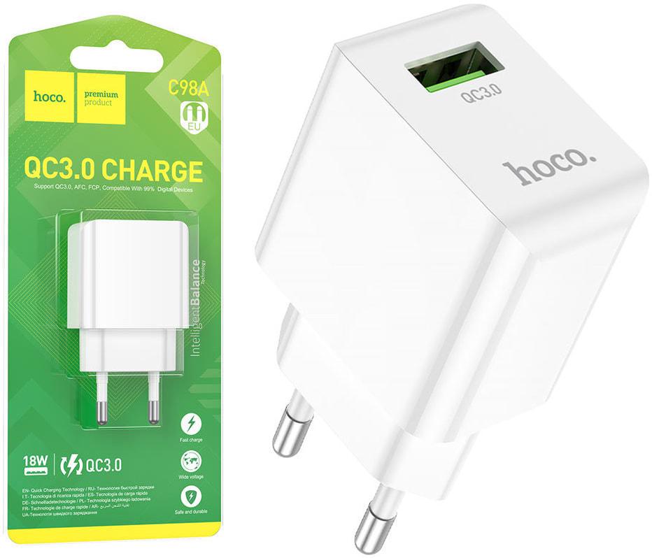 Пристрій зарядний Hoco C98A QC3.0 1 USB 18W White (36789) Пристрій зарядний Hoco C98A QC3.0 1 USB 18W White (36789)