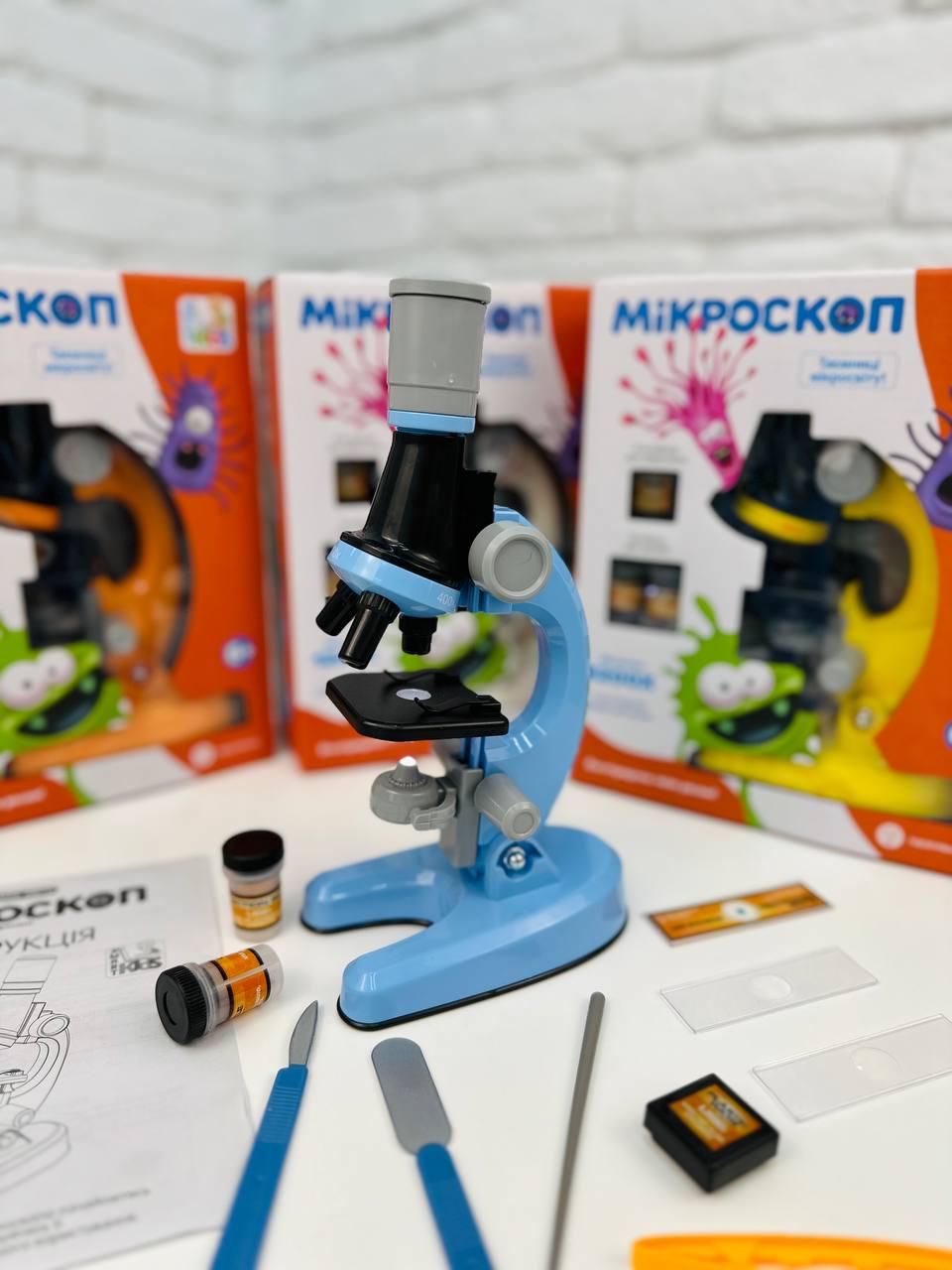 Микроскоп детский с подсветкой и наборами для исследований Голубой (2533)