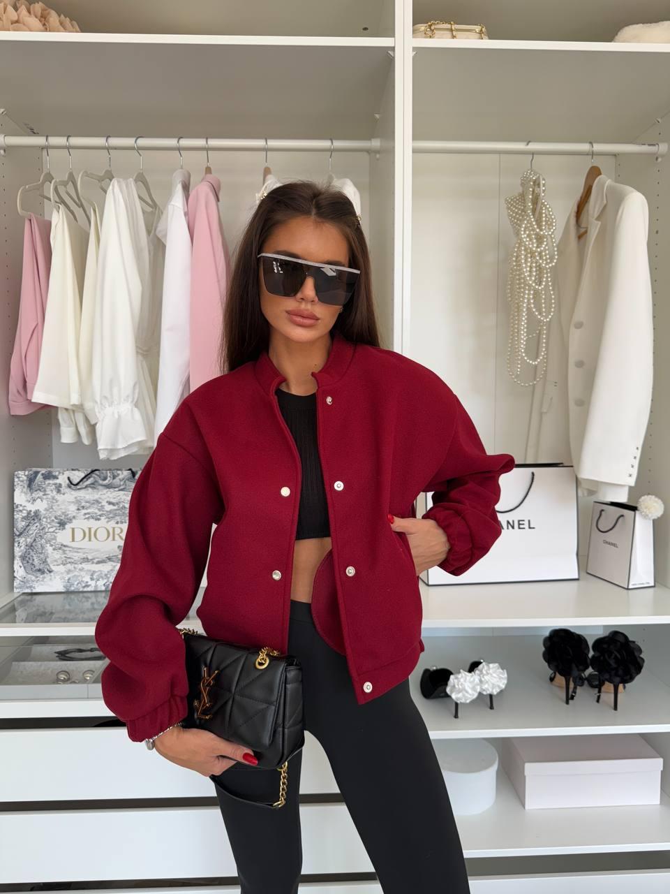 Пальто-бомбер жіночий р. 42-46 Бордовий (2740642874) - фото 2
