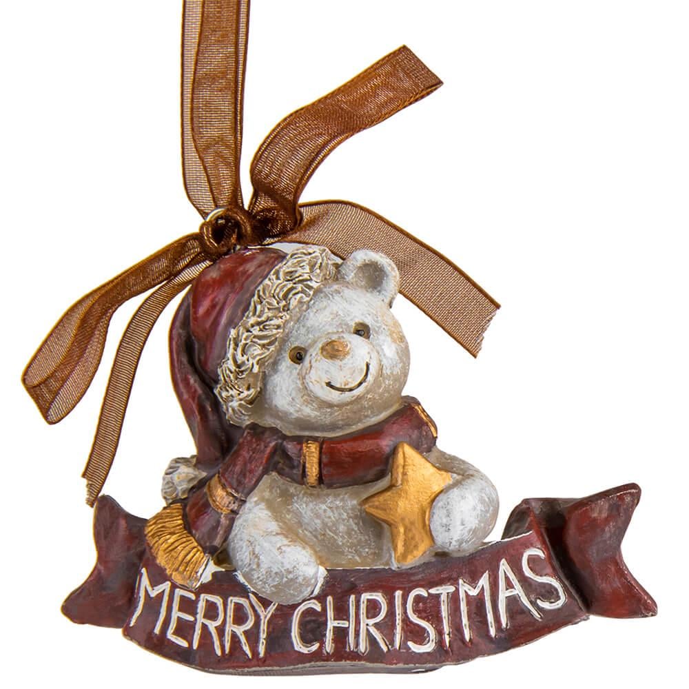 Подвеска новогодняя керамическая на елку Elisey Мечтательный мишка Белый (NH-106-K-246)