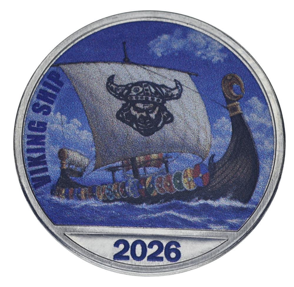 Коллекционная монета Остров Амбрим 10 флоринов 2026 UNC Вануату Новые Гебриды Корабль викингов Viking Ship (35004563)