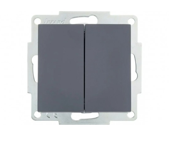 Выключатель двухклавишный Lezard Vesna Шеффилд Грей (26657622)