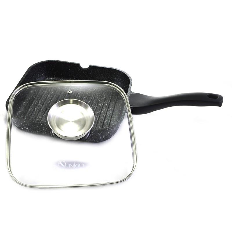 Сковорода-гриль з кришкою UNIQUE UN-4012 з антипригарним покриттям 28 см (800892) - фото 3 Сковорода-гриль з кришкою UNIQUE UN-4012 з антипригарним покриттям 28 см (800892) - фото 3