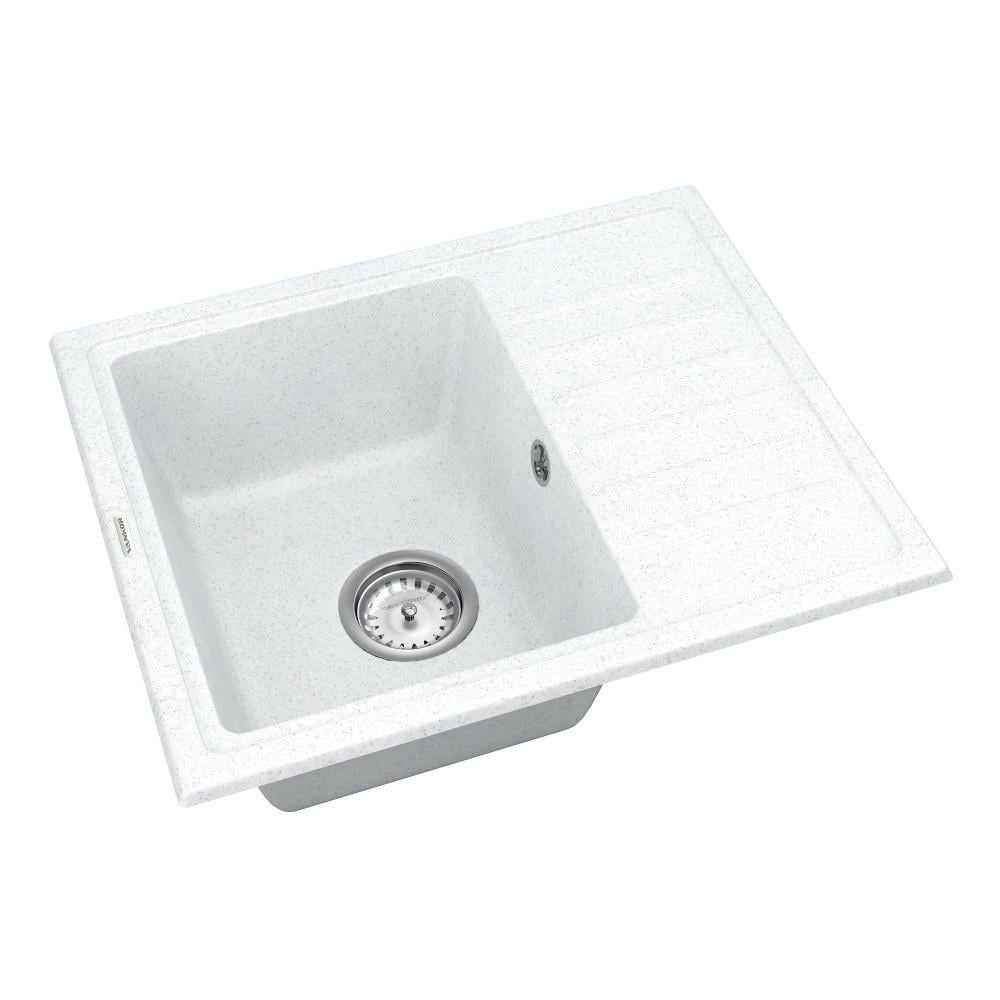 Кухонная мойка VANKOR Lira LMP 02.55 White stone с сифоном