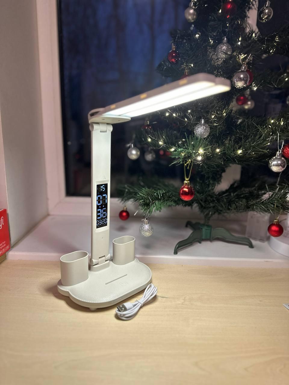 Настільна лампа LED на акумуляторах для дому та офісу з термометром/годинником/календарем (2461128224) - фото 5 Настільна лампа LED на акумуляторах для дому та офісу з термометром/годинником/календарем (2461128224) - фото 5