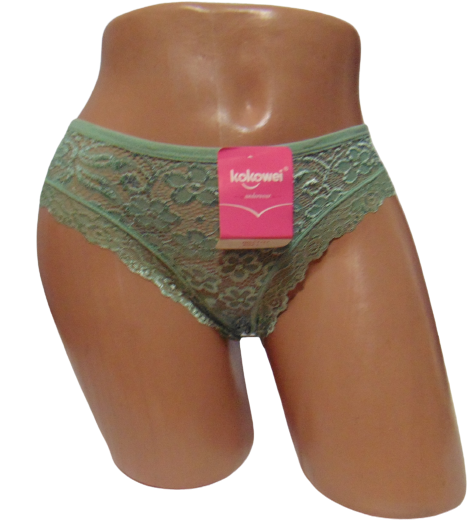 Женские трусы в рубчик Kokowei 151 с кружевом L Зеленый (1766568860)
