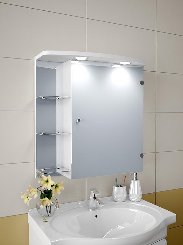 ᐉ Шкаф зеркальный Garnitur.plus 5s с LED подсветкой 62x60x12,5 см (DP-V ...