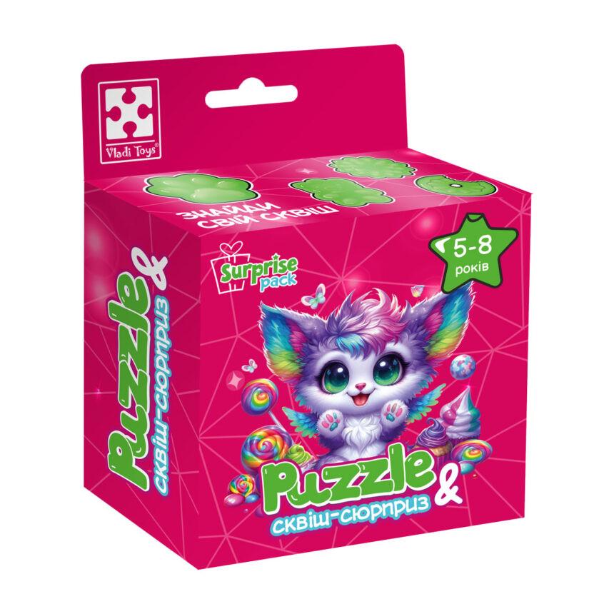 Пазлы детские с сюрпризом Vladi Toys Цветной котенок VT 180 дет. Розовый (IP-177-P-1228)