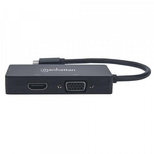 Док-станція Manhattan 152983 USB3.1 Type-C HDMI/DVI-I/VGA 10 см Black - фото 3