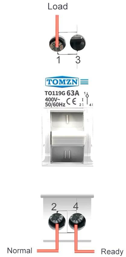 Перемикач введення резерву трипозиційний для генератора/інвертора TOMZN 63 A 1 полюс (TO119G1P-63A) - фото 4 Перемикач введення резерву трипозиційний для генератора/інвертора TOMZN 63 A 1 полюс (TO119G1P-63A) - фото 4