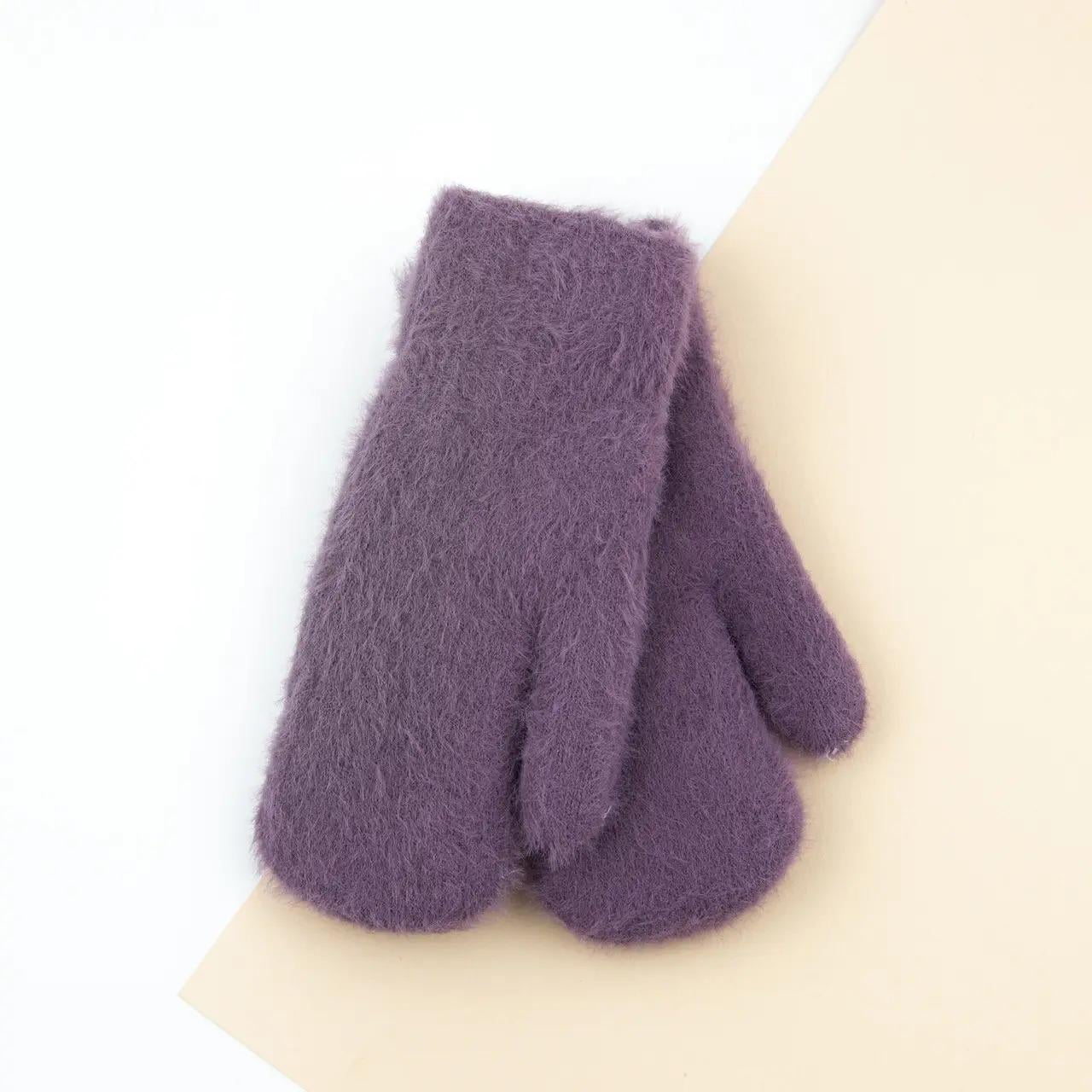 Подростковые перчатки зимние шерстяные фиолетовый (23-7-44a)