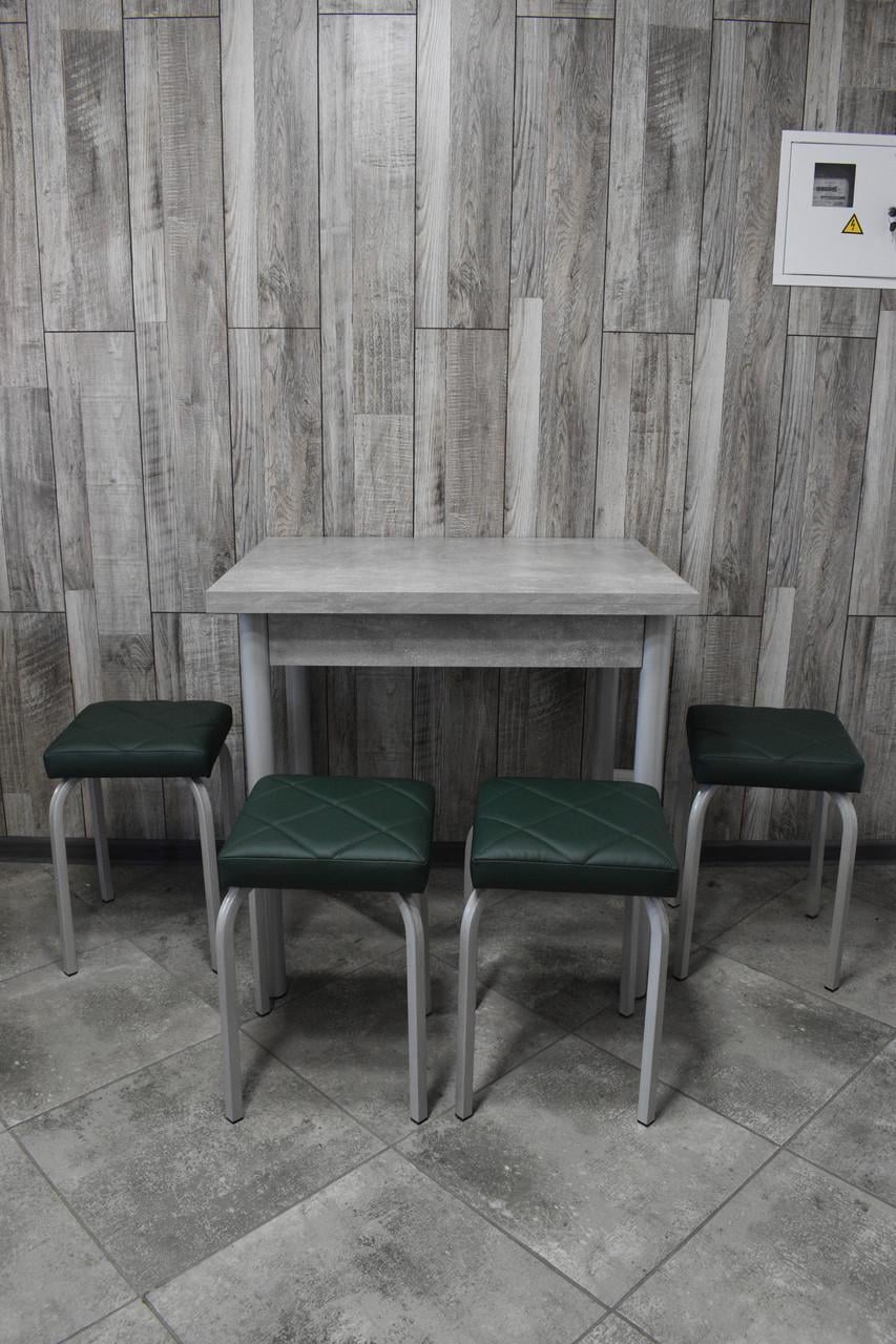 Кухонний комплект Оскар стіл розкладний/табурети 4 шт. Tutti Lux 60х80/80х120х75 см Бетон світлий/Зелений (28374995)