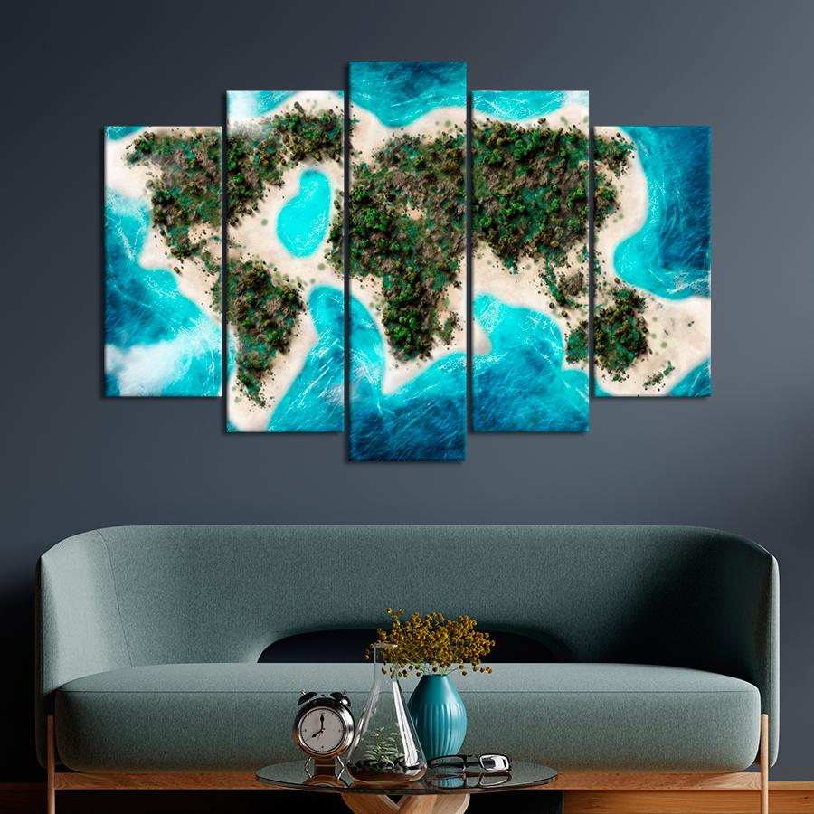 Картина карта Южные острова на карте 187x119 см (A1335-5)