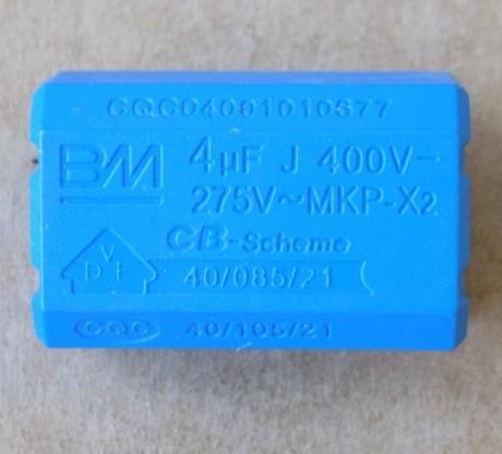 Конденсатор 4 мкФ x275V-AC/400V-DC 4mkFx275V-AC/400V-DC/4uf 275v -AC/4uf 400v DC для индукционки (17364)