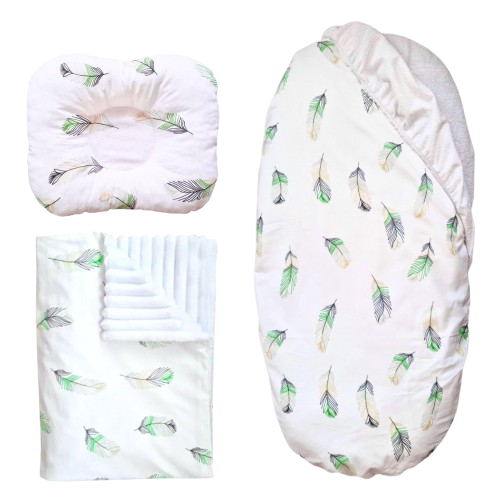 Набор в коляску RoyalBaby №31 Перья с пледом 3в1 Зеленый (143011)