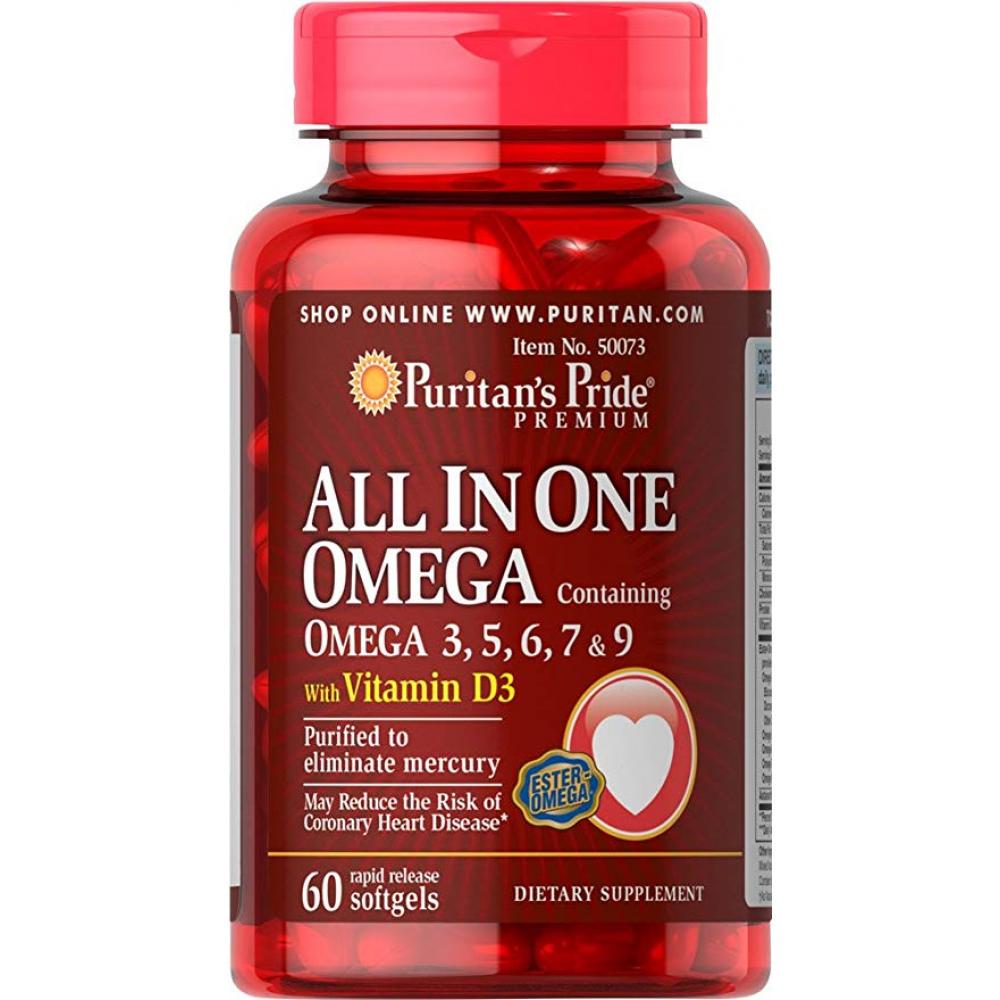 Добавка All In One Omega 3/5/6/7 and 9 with Vitamin D3 60 Softgels (100-23-3921394-20)