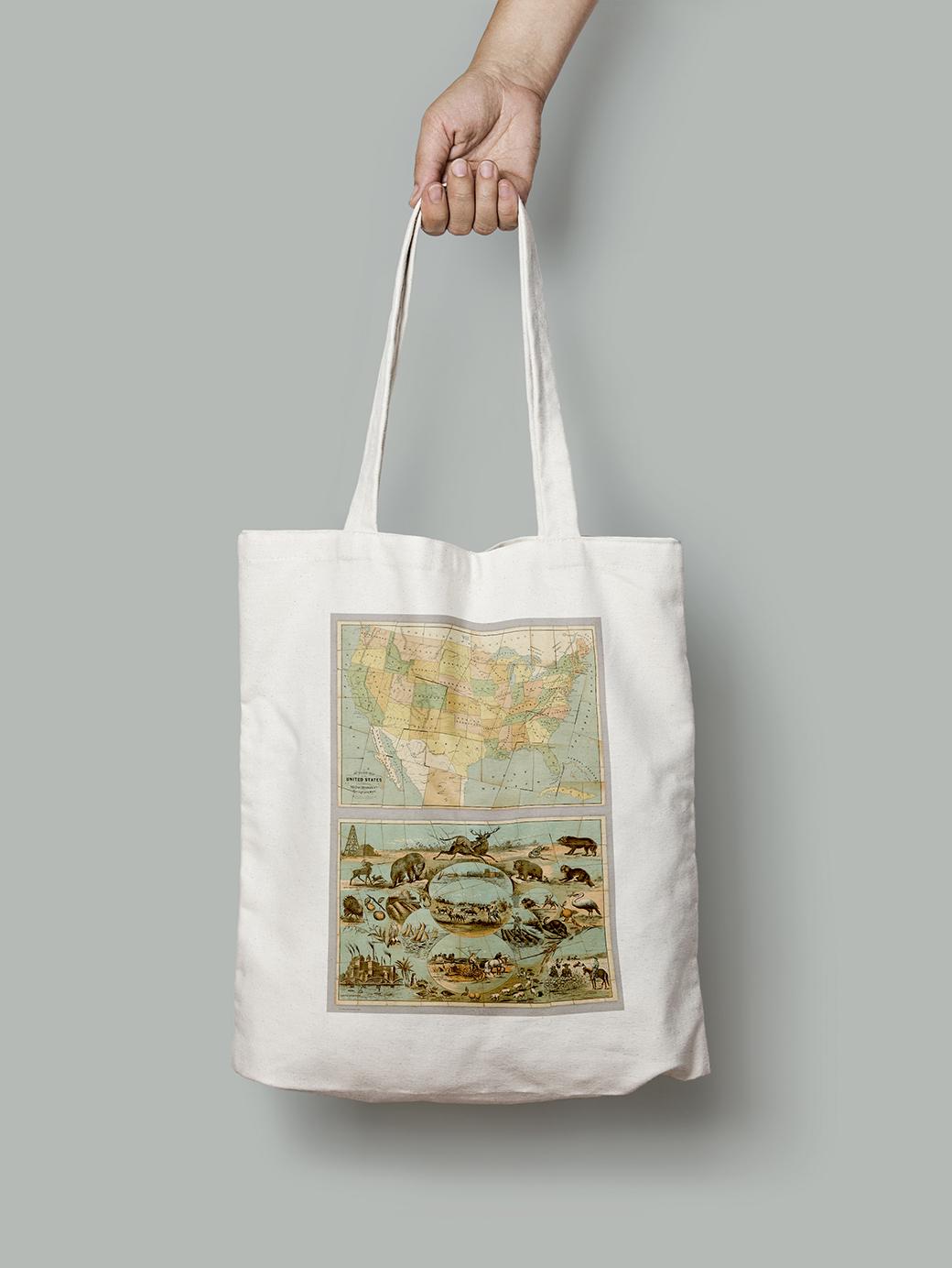 Эко-сумка Контурная карта США шопер (OLD_MAP_poster_67_Bag)