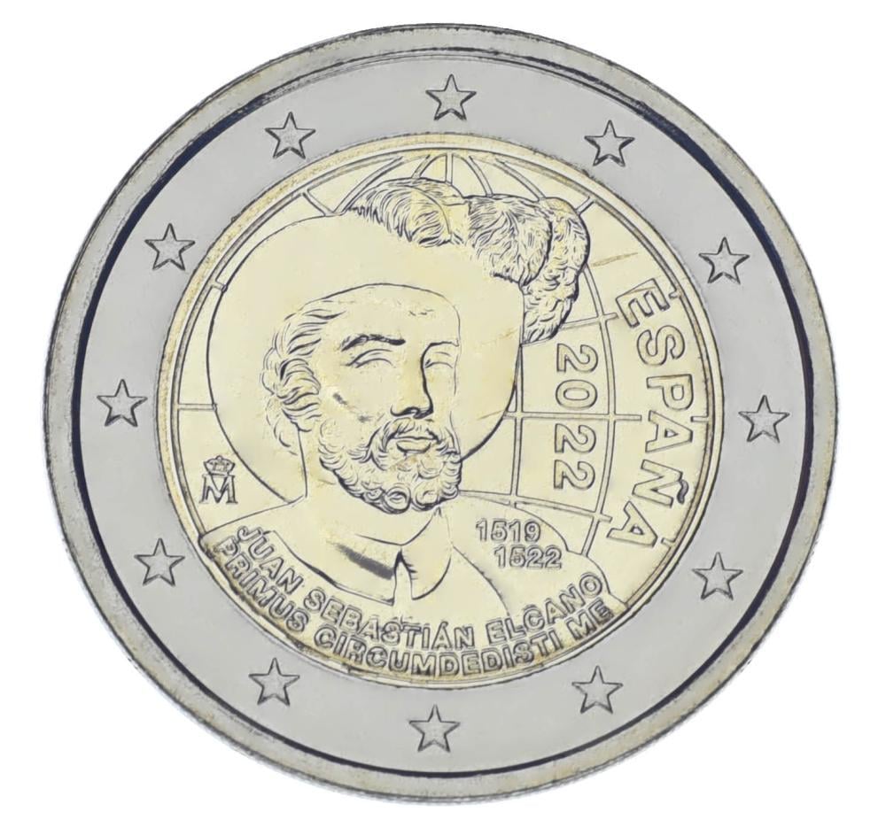 Коллекционная монета Испания 2 евро 2022 Биметалл UNC Хуан Себастьян Элькано. 500-летие первого кругосветного путешествия (М17097)
