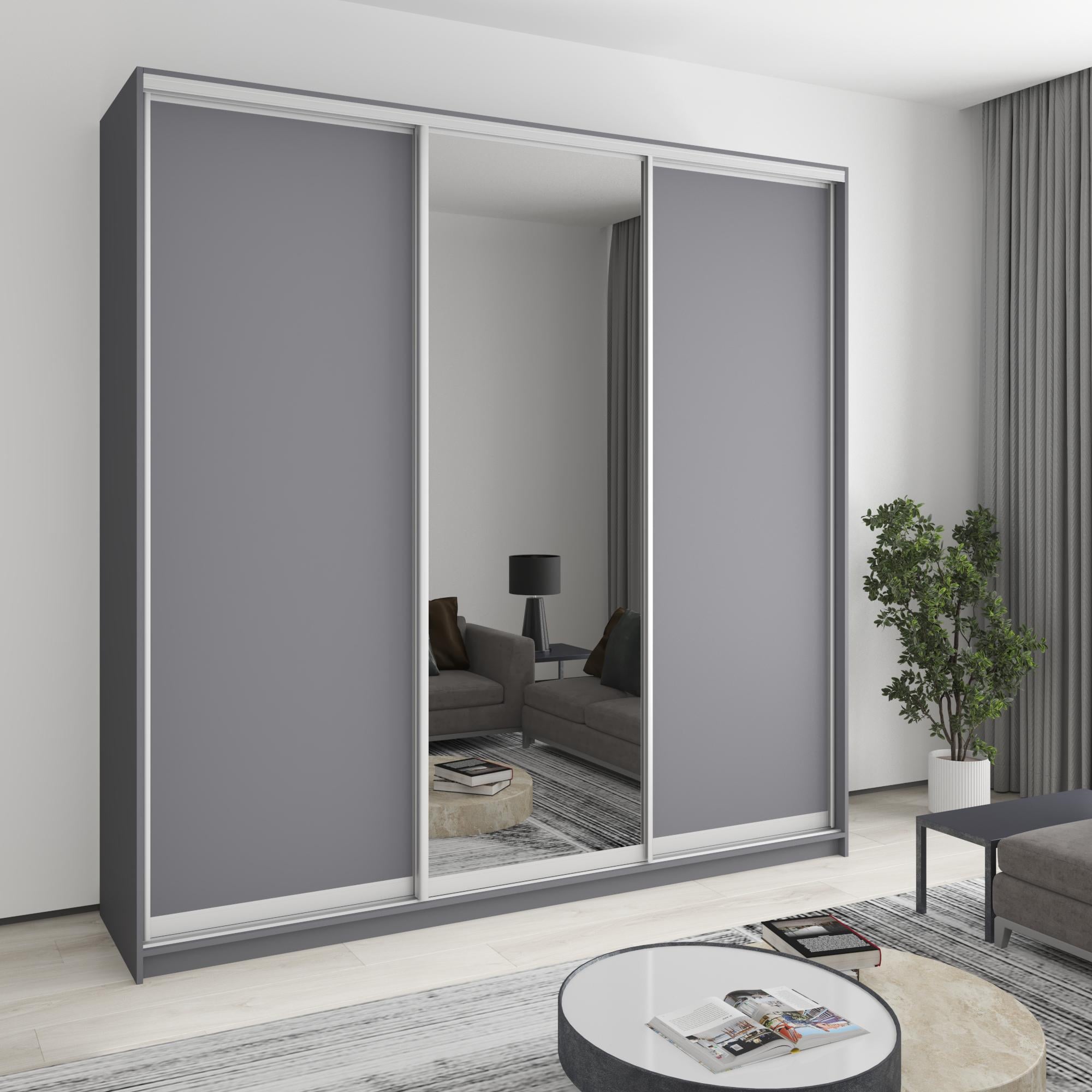 Шкаф-купе трехдверный MebelStar Уни AL 2 ДСП/зеркало 240x60x240 см Антрацит (MBS-1942) Шкаф-купе трехдверный MebelStar Уни AL 2 ДСП/зеркало 240x60x240 см Антрацит (MBS-1942)