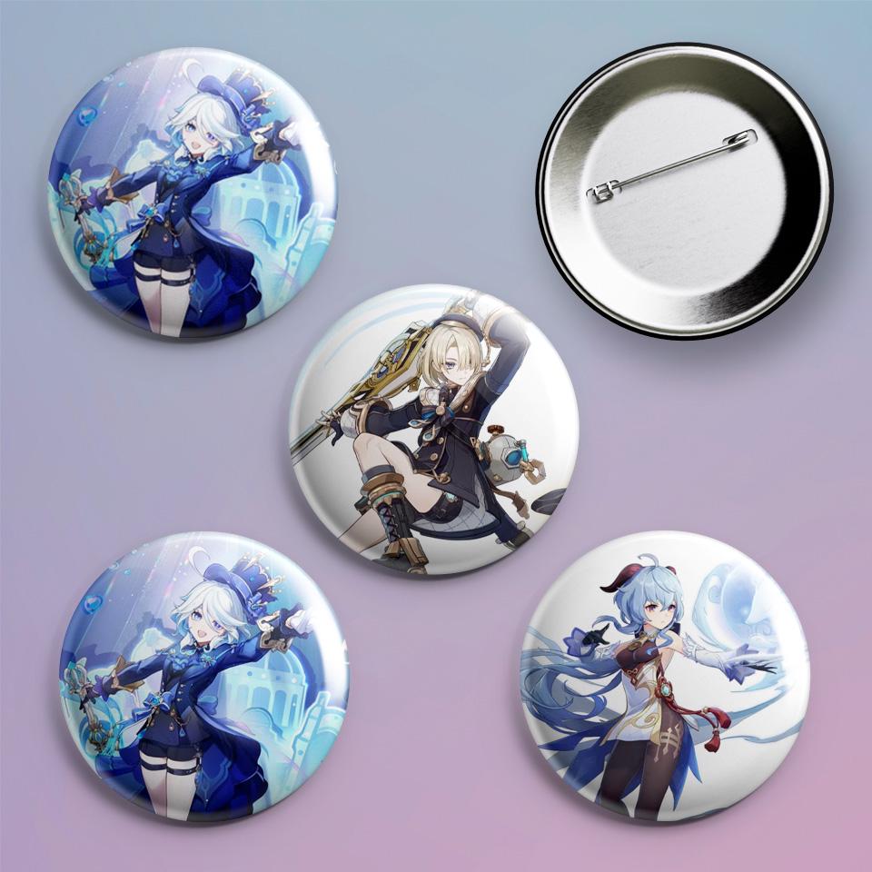 Значки на рюкзак с принтом игры Genshin Impact "25 4 шт.