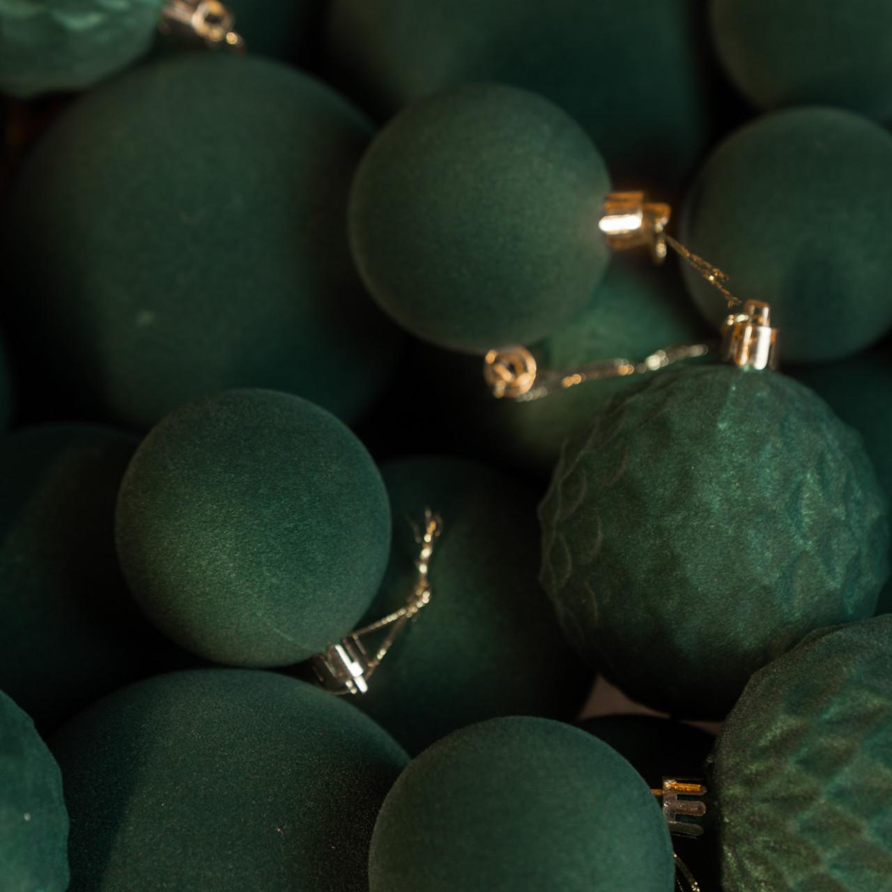 Набір новорічних куль "Оксамит" 40 шт. Смарагдовий - фото 2 Набір новорічних куль "Оксамит" 40 шт. Смарагдовий - фото 2