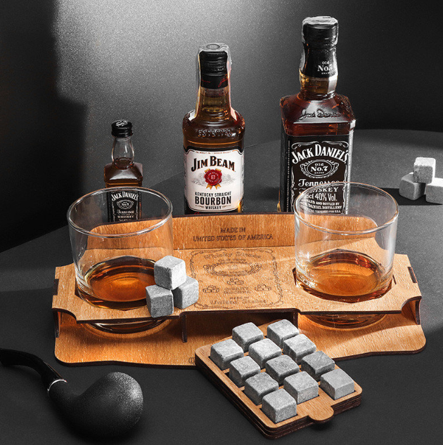 Камені для віскі із склянками Whiskey Stones 12 шт. (453437)