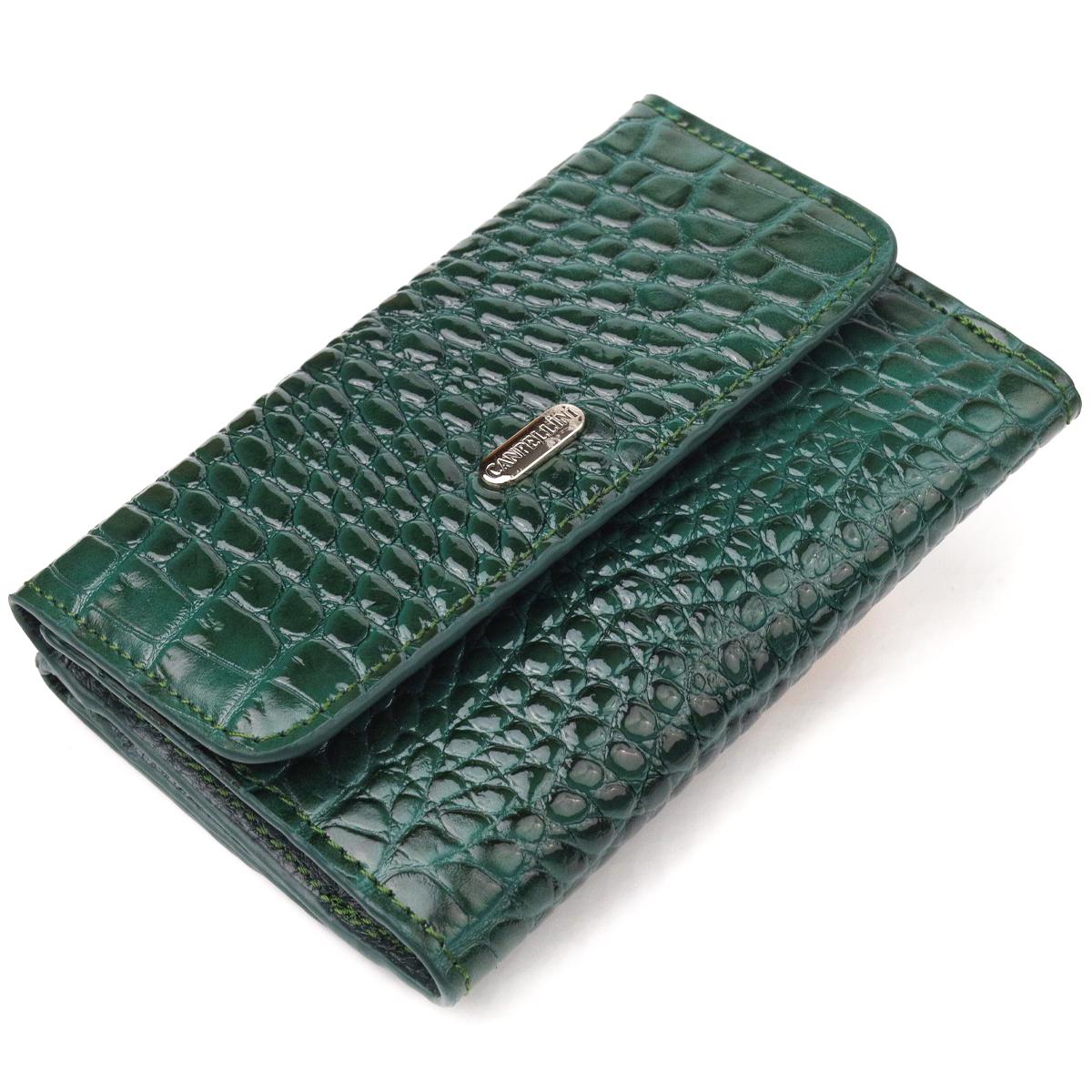 Кошелек женский из натуральной фактурной кожи Canpellini Wallet 21588 под крокодила Зеленый (55368)