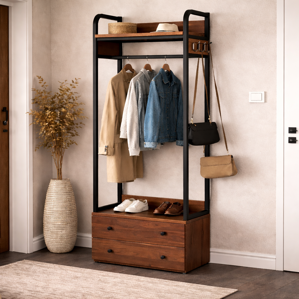 Вешалка для одежды с ящиками MSM 190х40х70 см (93544)