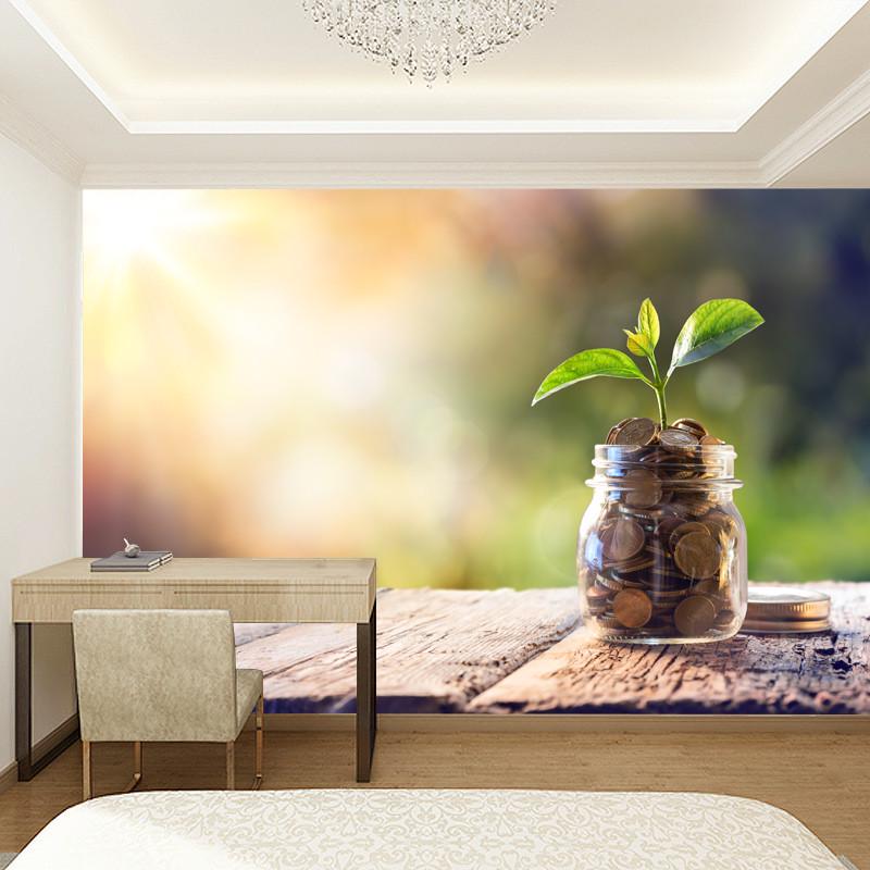Фотообои флизелиновые для спальни/зала/кухни моющиеся Росток с монетами