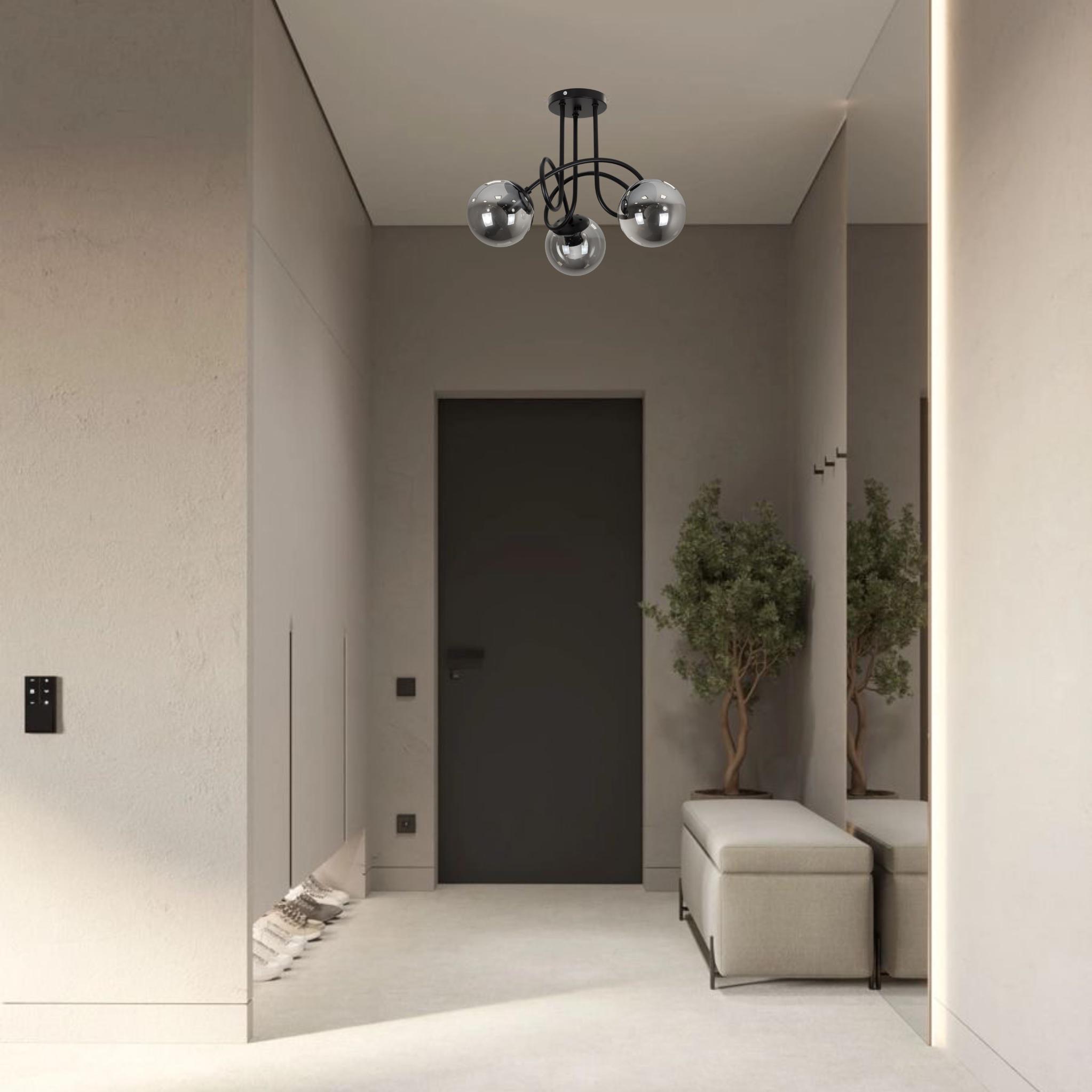 Люстра стельова Triple Glow з 3 плафонами-кульами Чорний/Графітовий (52-9903-3 BK+BK) - фото 2 Люстра стельова Triple Glow з 3 плафонами-кульами Чорний/Графітовий (52-9903-3 BK+BK) - фото 2