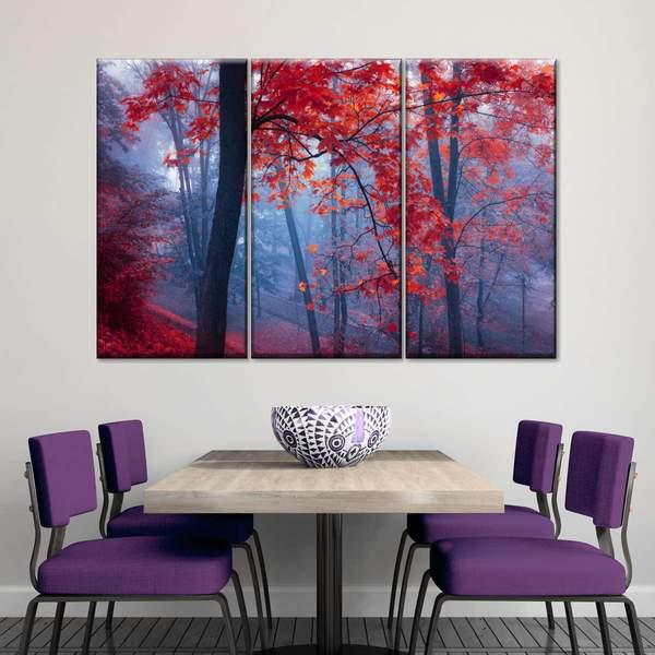 Модульная картина KIL Art Багровый парк из трех частей 128x81 см (M3_L_128)