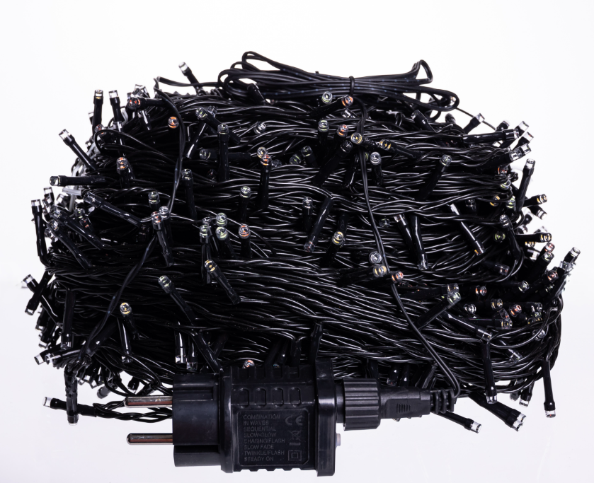 Гирлянда нить уличная 1000 LED 100 м на солнечной батарее черная нить с пультом ДУ Синий - фото 4