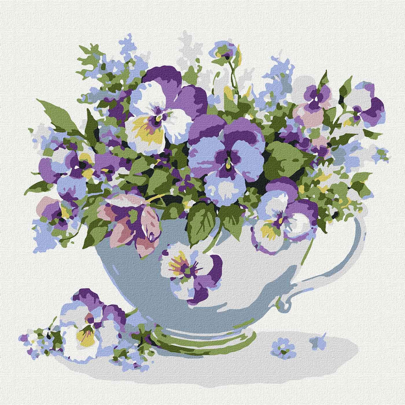 Картина по номерам Идейка Волшебные анютины глазки 25x25 см без коробки (KHO3161)