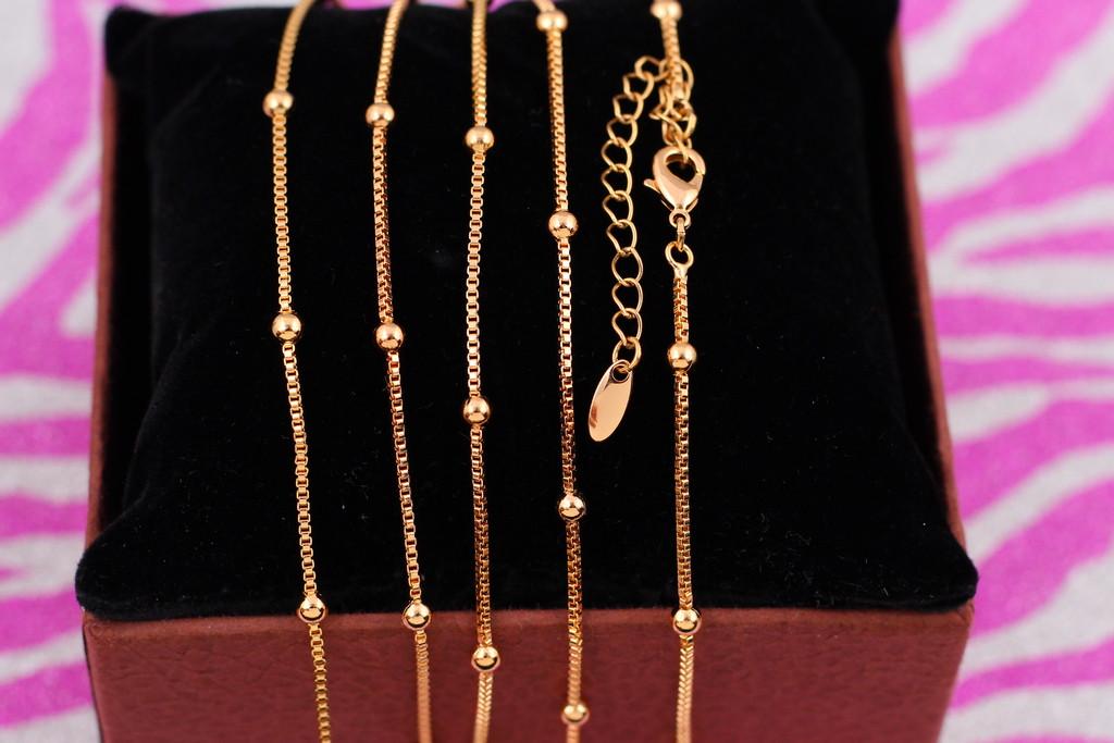 Цепь Xuping Jewelry веницианка 45 см 1 мм с шариками 3 мм Золотистый
