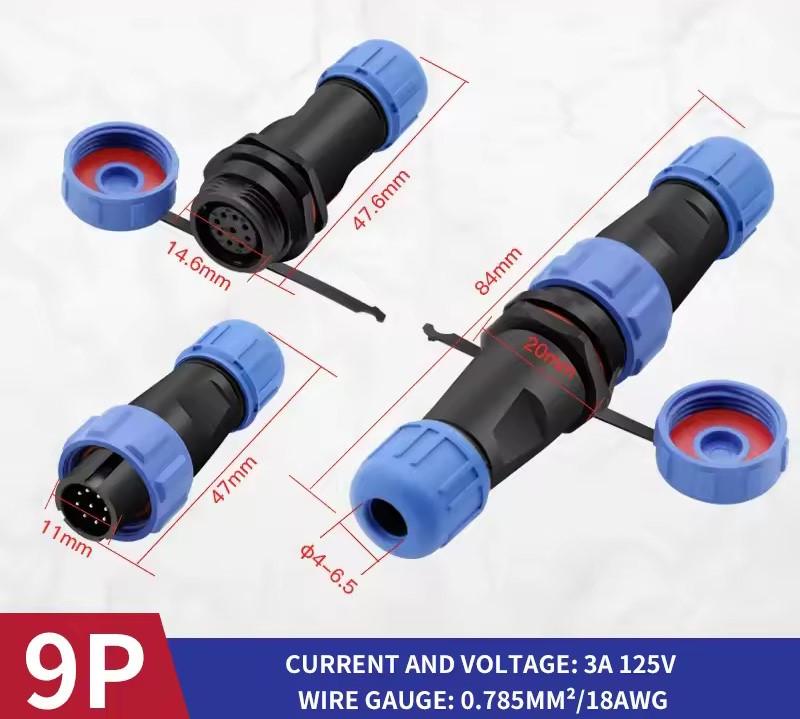 Разъем герметичный SP13 IP68 гнездо/штекер на кабель SP13 9D-F-M 9pin 5 А (2735637994) - фото 7 Разъем герметичный SP13 IP68 гнездо/штекер на кабель SP13 9D-F-M 9pin 5 А (2735637994) - фото 7