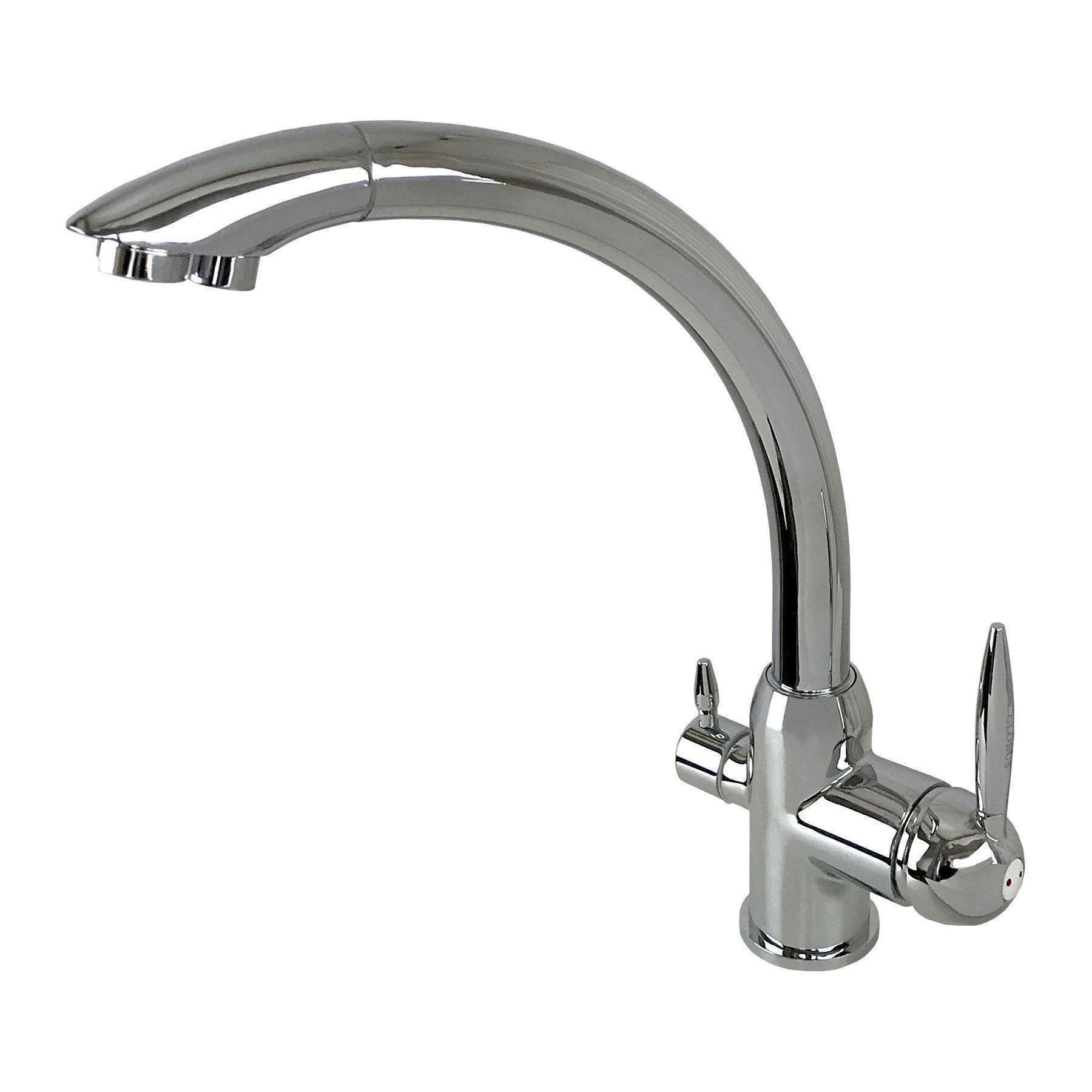 Змішувач для кухні на два виходи фільтр/вода GLux LAZER GLLR-0777 Хром (14963) - фото 1