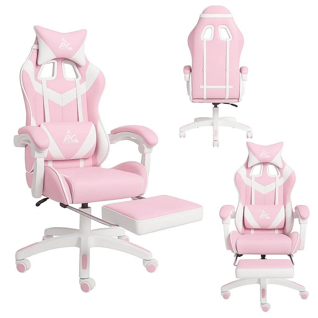 Геймерське крісло EC GAMING з підставкою для ніг Рожевий (17435) - фото 2