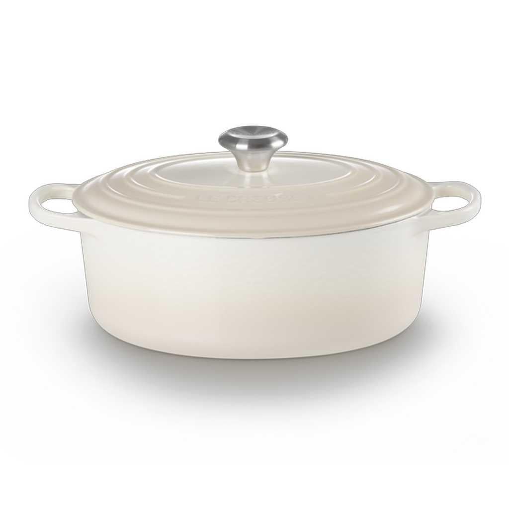 Гусятниця-жаровня Le Creuset чавунна овальна з кришкою 31 см, 6,3 л Кремовий