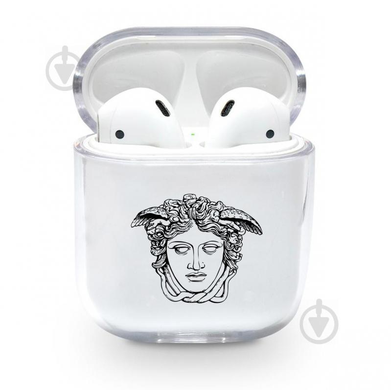Прозрачный силиконовый чехол Apple AirPods с рисунком - Versace (KAP1190)