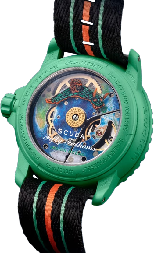 Наручний годинник Swatch Blancpain Bioceramic Scuba Fifty Fathoms Collection Indian Ocean (SO35I100) - фото 2