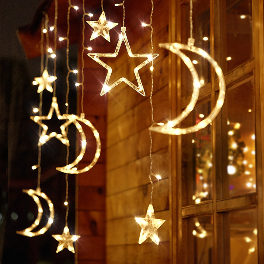 Гирлянда-штора светодиодная с новогодними фигурами Xmas 2,5 м 138 лампочек Теплый белый (MS138)