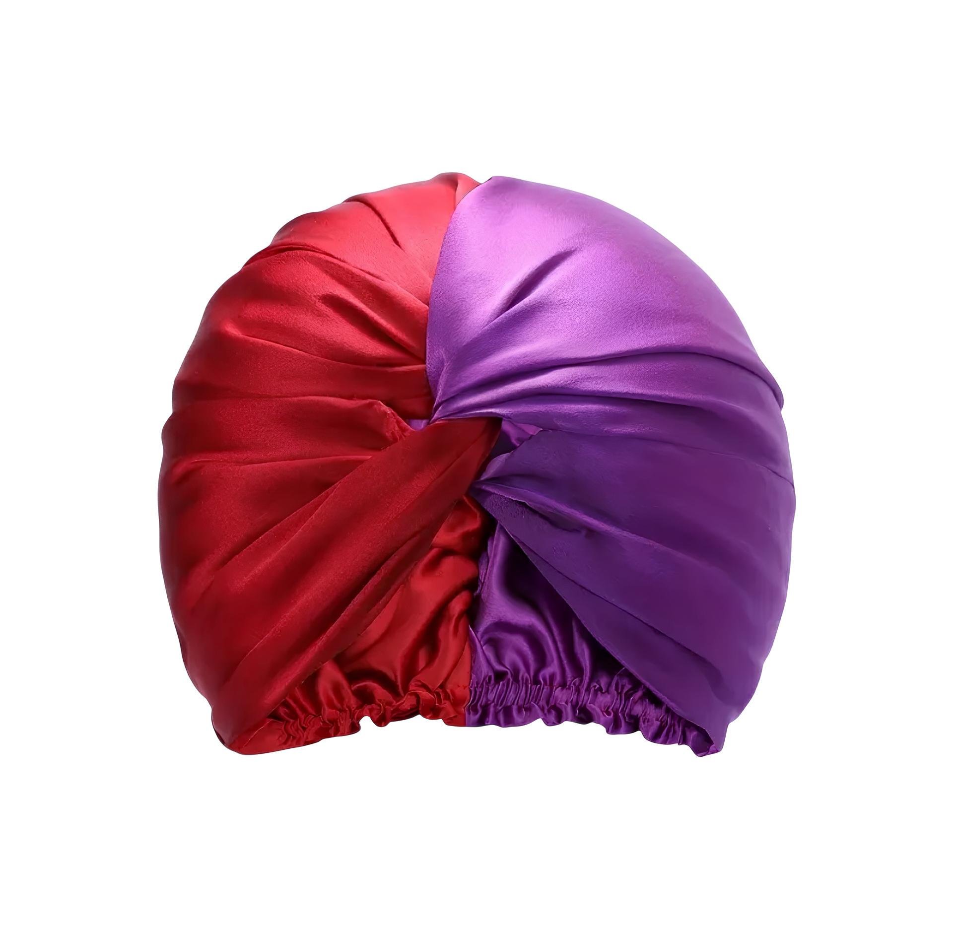 Бонет для волос двухслойный шелковый 100% Silk Красно-фиолетовый