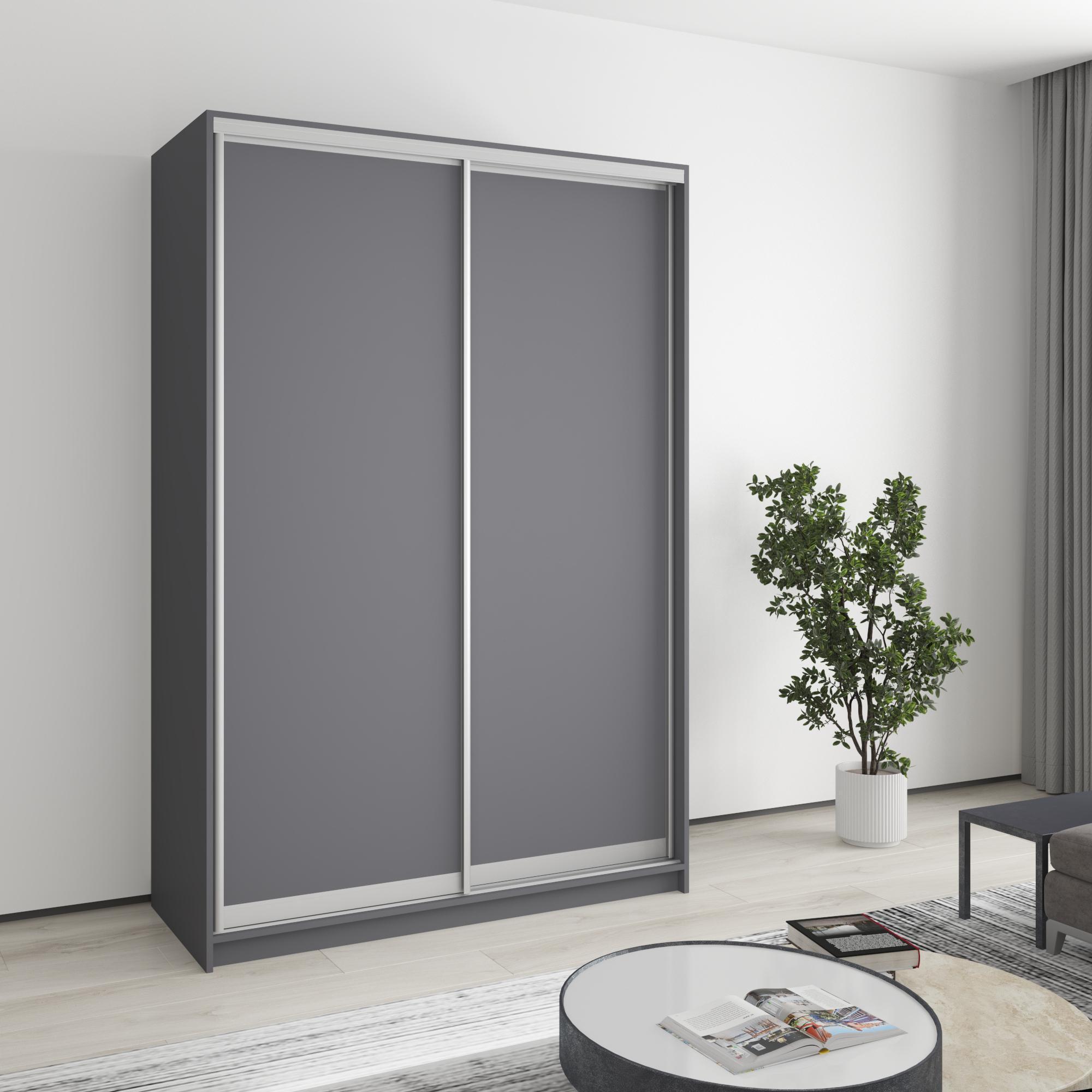 Шкаф-купе двухдверный MebelStar Стандарт AL 2 ДСП 140x60x210 см Антрацит (MBS-2310) Шкаф-купе двухдверный MebelStar Стандарт AL 2 ДСП 140x60x210 см Антрацит (MBS-2310)