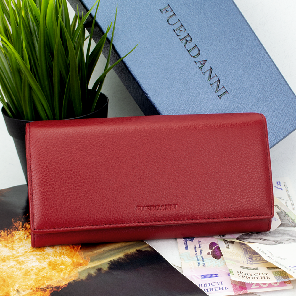 Кошелек женский кожаный Fuerdanni 1180 на магнитах Красный Кошелек женский кожаный Fuerdanni 1180 на магнитах Красный
