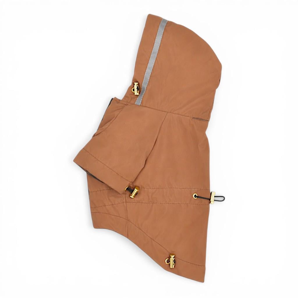 Дождевик с капюшоном для собак мелких пород бишон/шпиц/мальтипа M Мокко (1210)