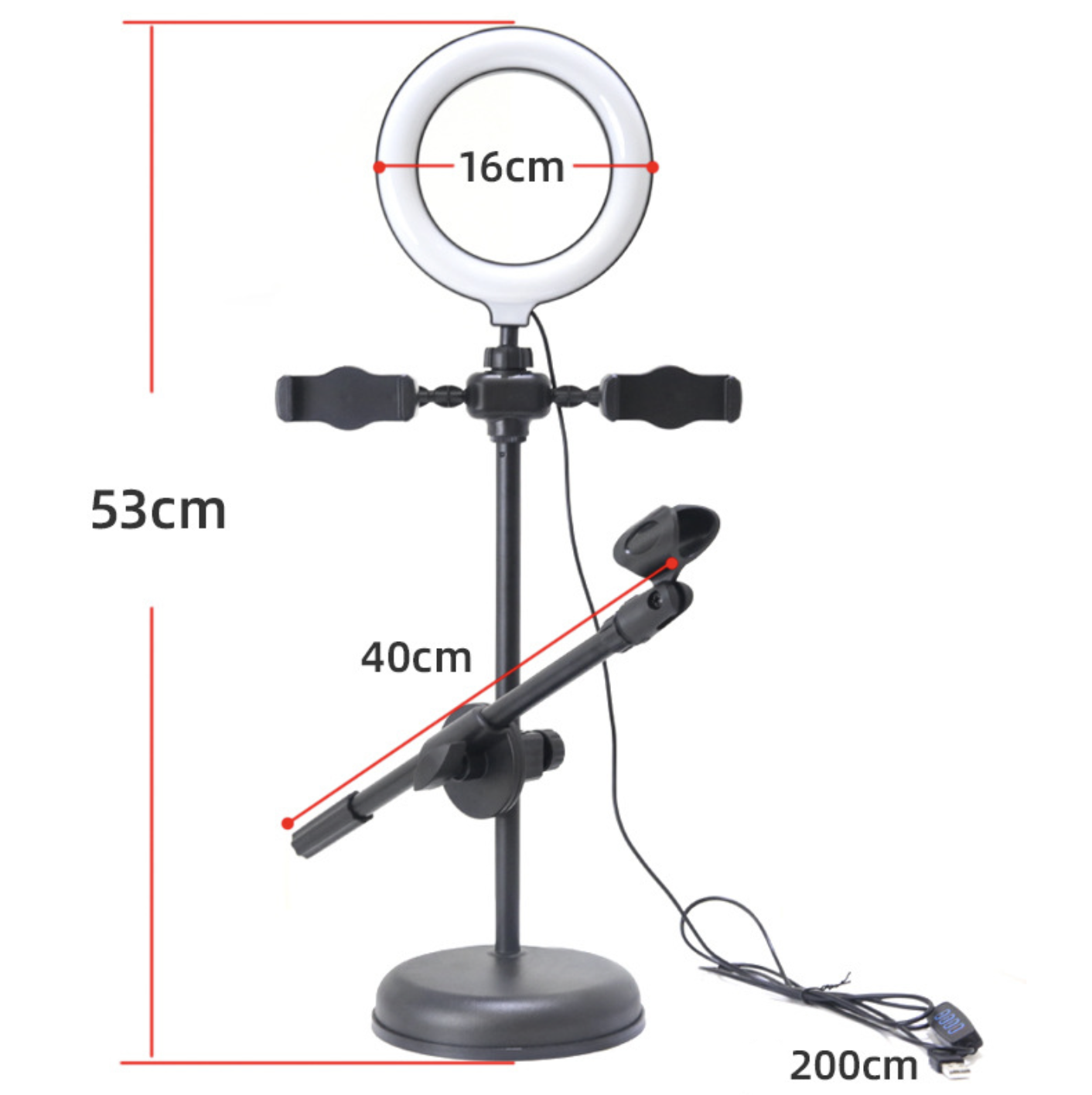 Набір блогера комплект 4в1 штатив/кільцева/лампа/утримувач для телефону і мікрофона (Е500129) - фото 9 Набір блогера комплект 4в1 штатив/кільцева/лампа/утримувач для телефону і мікрофона (Е500129) - фото 9