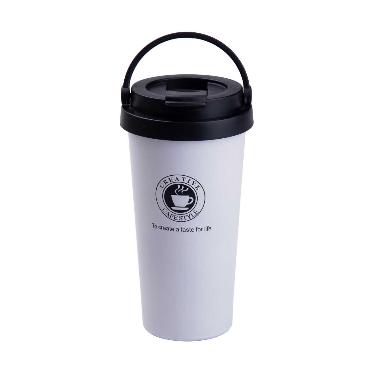 Термос нержавеющая сталь с ручкой 0,5 л Белый (3992)